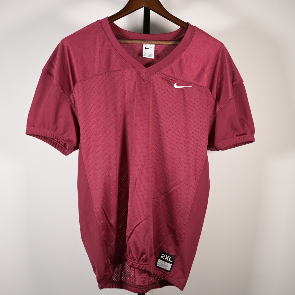 Nike Mens Football Practice Jersey Burgundy Mesh V-Neck XXL Maroon Training Top